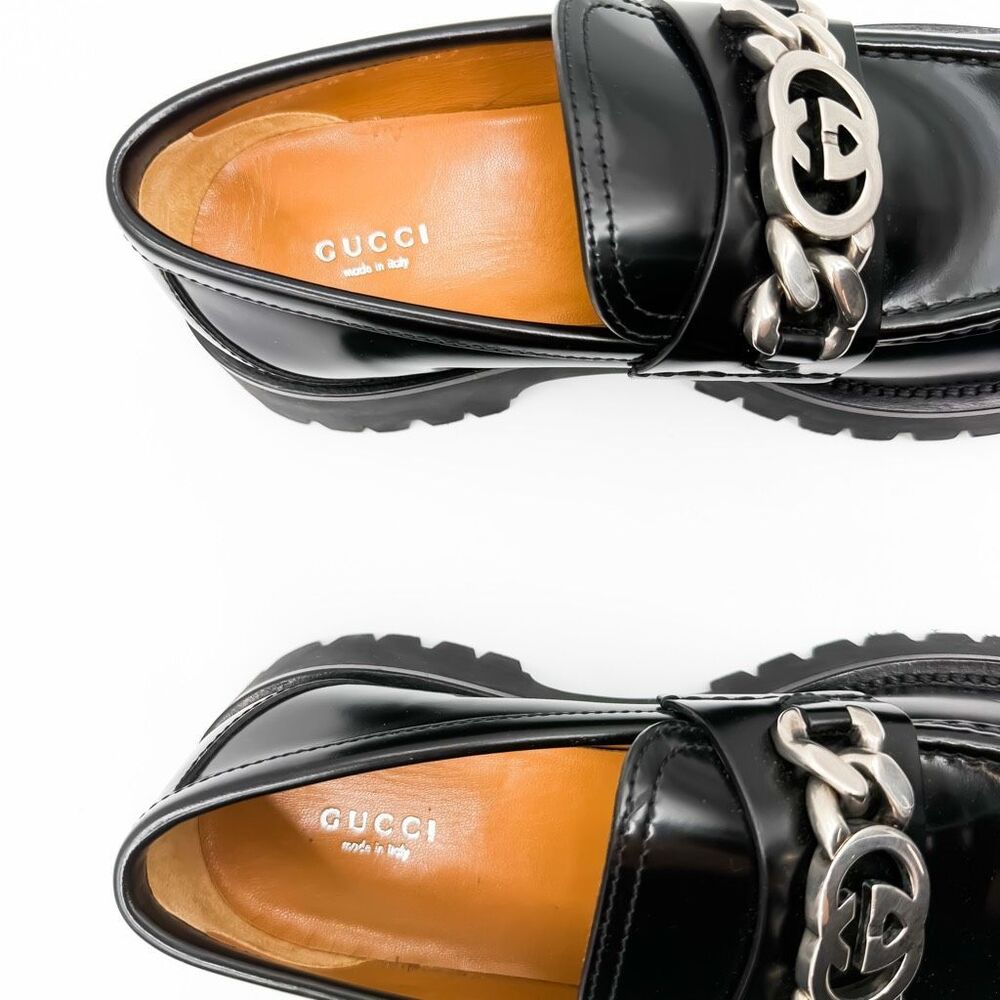 Gucci Jeanne GG Cordovan Lux Platform Sole Leather Loafers - Picture 9 of 11